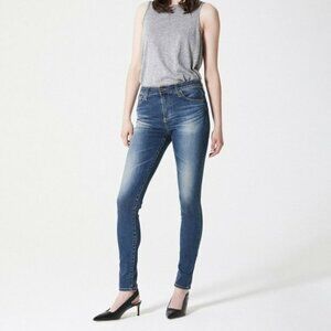 AG Adriano Goldschmied Blue Distressed Farrah High Rise Skinny Ankle Jeans - 28R